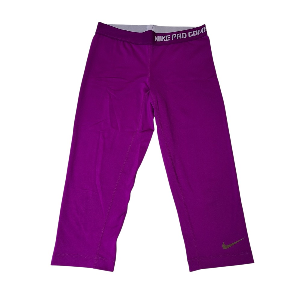 Nike Pro Combat Womens Med Dri-Fit Cropped Compression Activewear Capris Pink